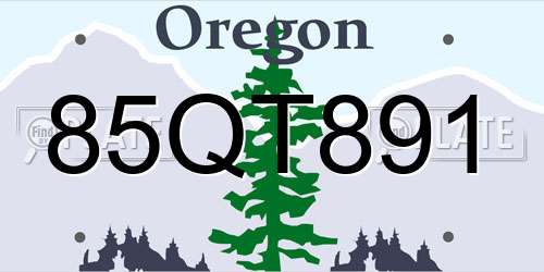 85QT891 Oregon License Plate