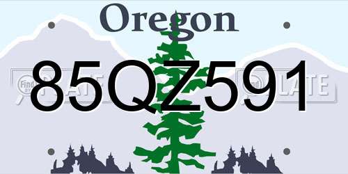 85QZ591 Oregon License Plate