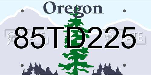 85TD225 Oregon License Plate