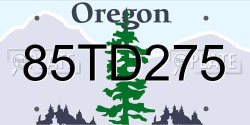 85TD275 Oregon License Plate