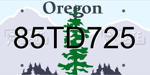 85TD725 Oregon License Plate