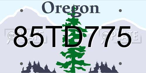 85TD775 Oregon License Plate