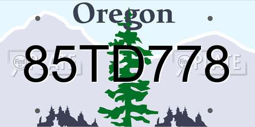 85TD778 Oregon License Plate