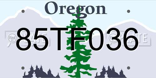 85TF036 Oregon License Plate