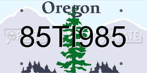 85TI985 Oregon License Plate