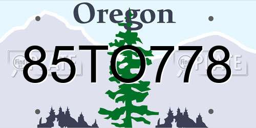 85TO778 Oregon License Plate