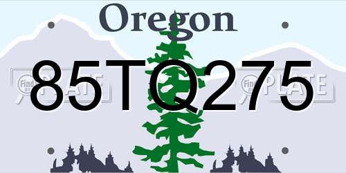 85TQ275 Oregon License Plate