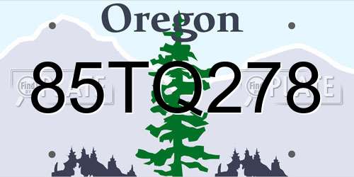 85TQ278 Oregon License Plate