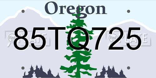 85TQ725 Oregon License Plate