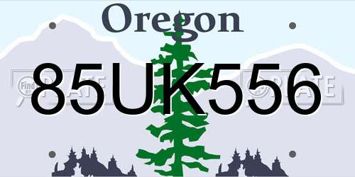 85UK556 Oregon License Plate
