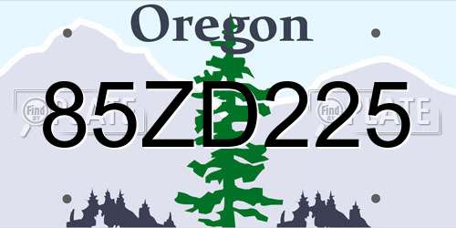 85ZD225 Oregon License Plate