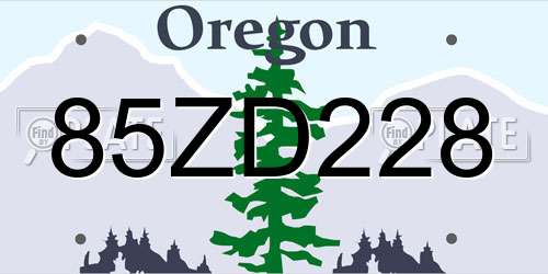 85ZD228 Oregon License Plate