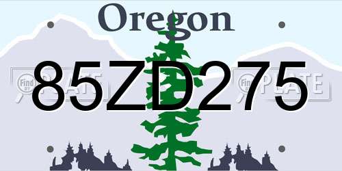 85ZD275 Oregon License Plate