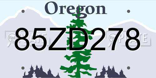 85ZD278 Oregon License Plate