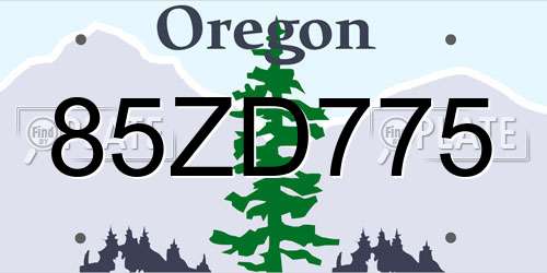 85ZD775 Oregon License Plate