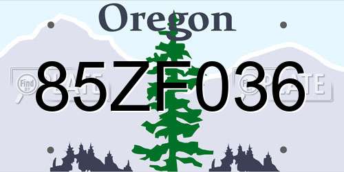 85ZF036 Oregon License Plate