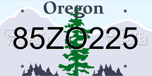 85ZO225 Oregon License Plate