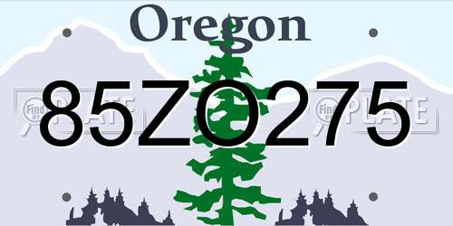 85ZO275 Oregon License Plate