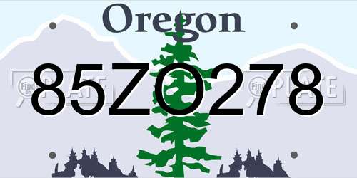 85ZO278 Oregon License Plate