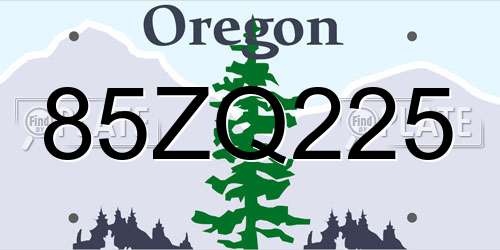 85ZQ225 Oregon License Plate