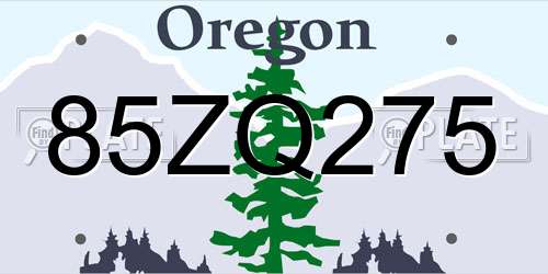 85ZQ275 Oregon License Plate