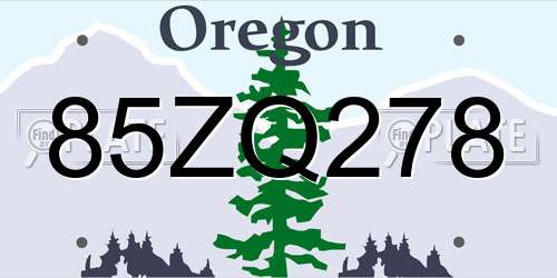 85ZQ278 Oregon License Plate