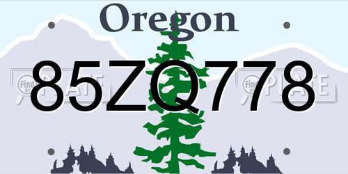 85ZQ778 Oregon License Plate