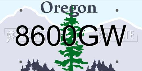 8600GW Oregon License Plate