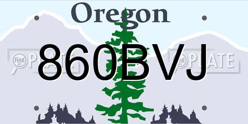 860BVJ Oregon License Plate