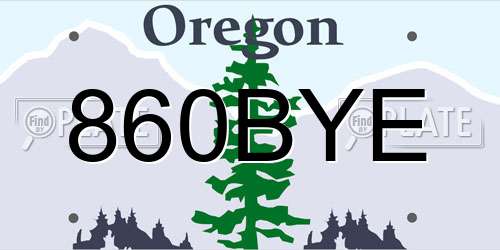 860BYE Oregon License Plate