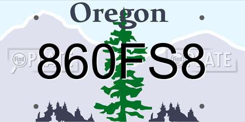 860FS8 Oregon License Plate