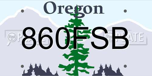 860FSB Oregon License Plate