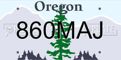 860MAJ Oregon License Plate