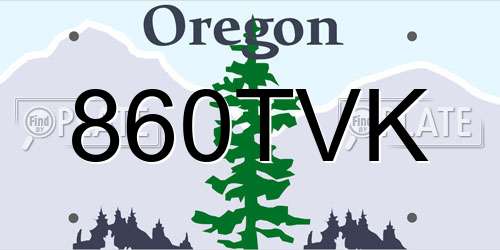860TVK Oregon License Plate