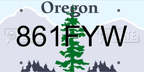 861FYW Oregon License Plate
