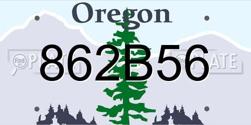 862B56 Oregon License Plate
