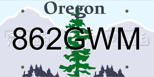 862GWM Oregon License Plate