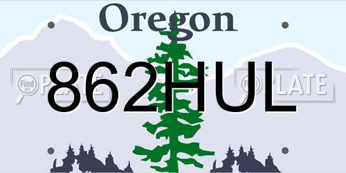 862HUL Oregon License Plate