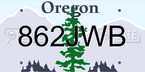 862JWB Oregon License Plate