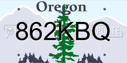 862KBQ Oregon License Plate