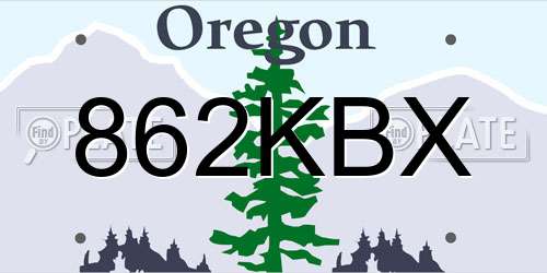 862KBX Oregon License Plate