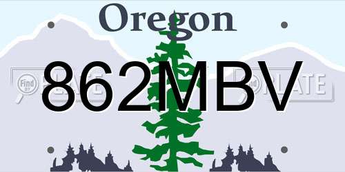 862MBV Oregon License Plate