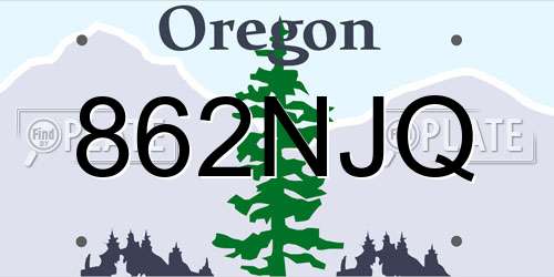 862NJQ Oregon License Plate