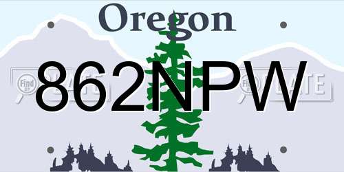 862NPW Oregon License Plate