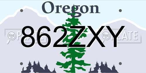 862ZXY Oregon License Plate