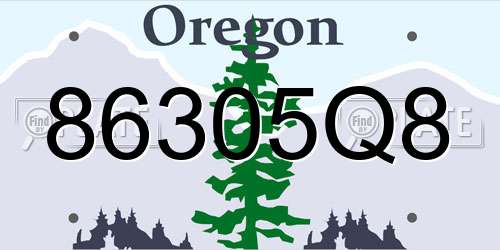 86305Q8 Oregon License Plate