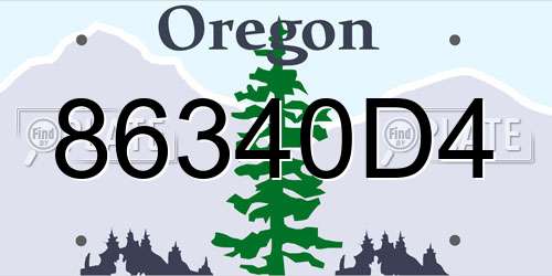 86340D4 Oregon License Plate