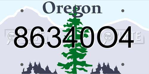 86340O4 Oregon License Plate