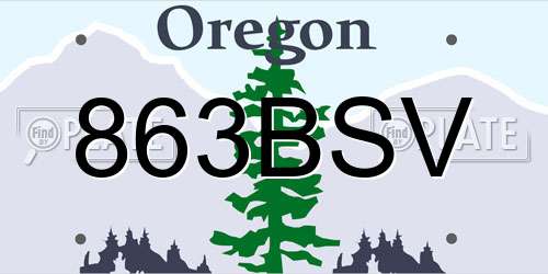 863BSV Oregon License Plate