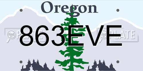 863EVE Oregon License Plate